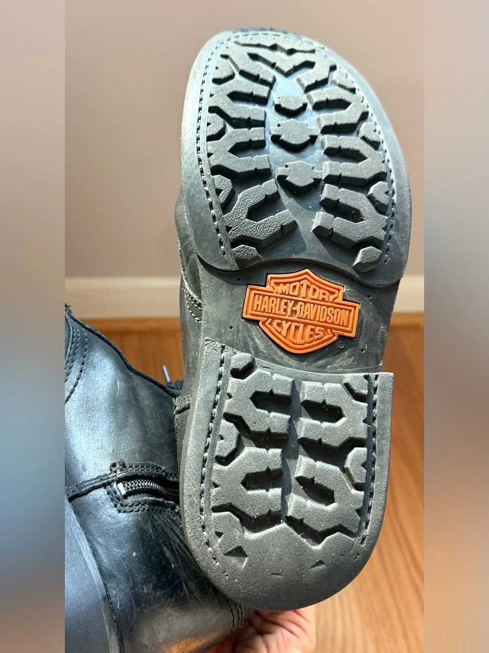 Harley-Davidson Black Leather Lace-Up Moto Combat Boots - Picture 10 of 10